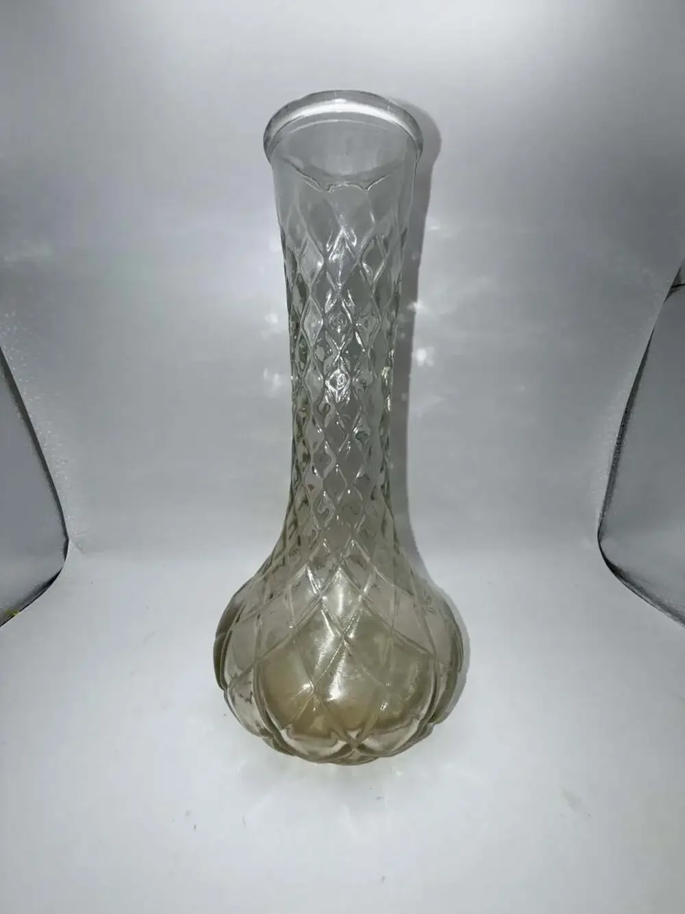 Vintage Hoosier Glass Bud Vase 4095 Diamond Quilted Pattern